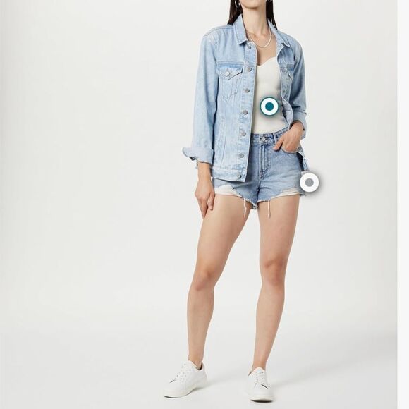 The Drop Women's Arin Distressed Denim Short New - Picture 4 of 5